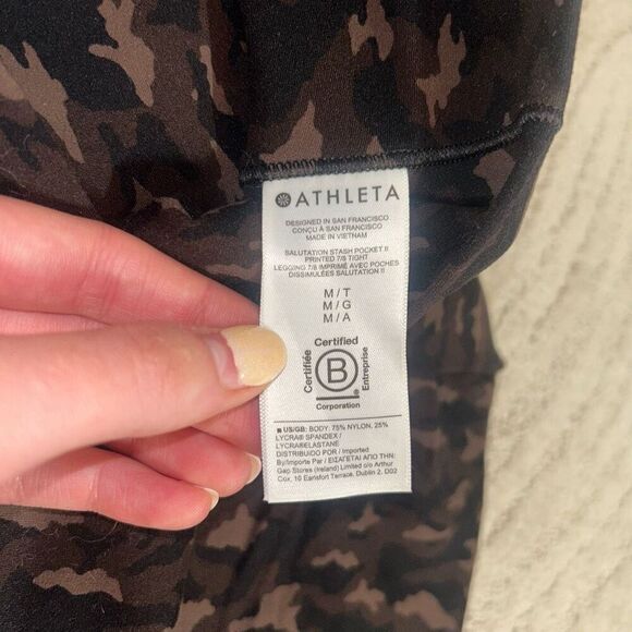 Athleta Camo Brown Pocket Leggings M - Picture 6 of 7